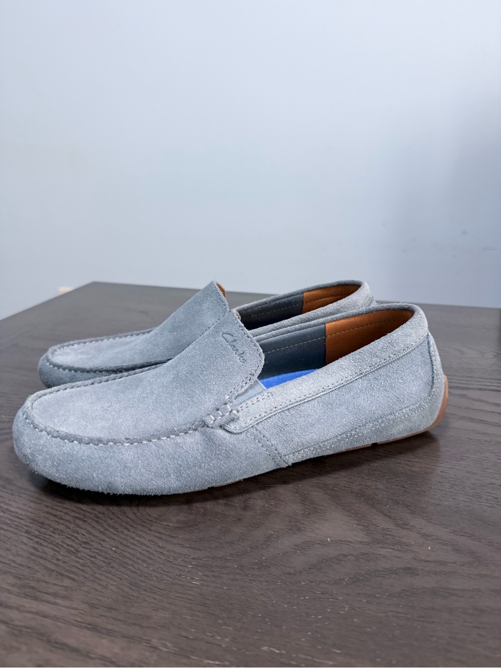 Clarks Markman Plain Blue Suede Driving Loafers Men’s US 10.5 M